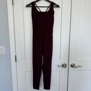 CALIA LustraLux Bodysuit Racerback/Crossback Jumpsuit in Wine M